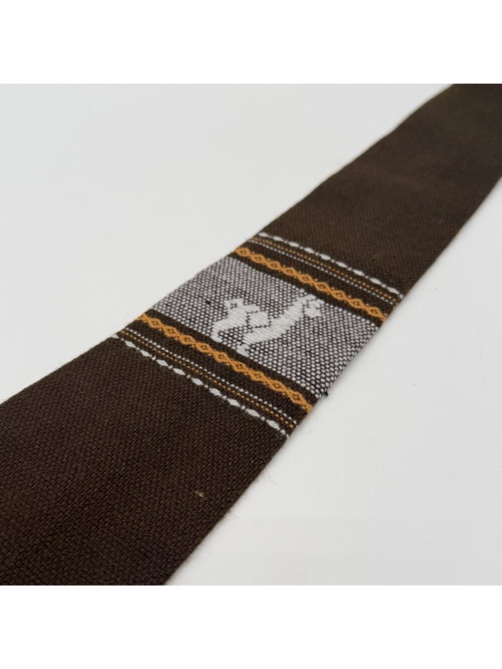 Vintage AAAA Peru Brown Llama Hand Loomed Tie 57.5" x 3"